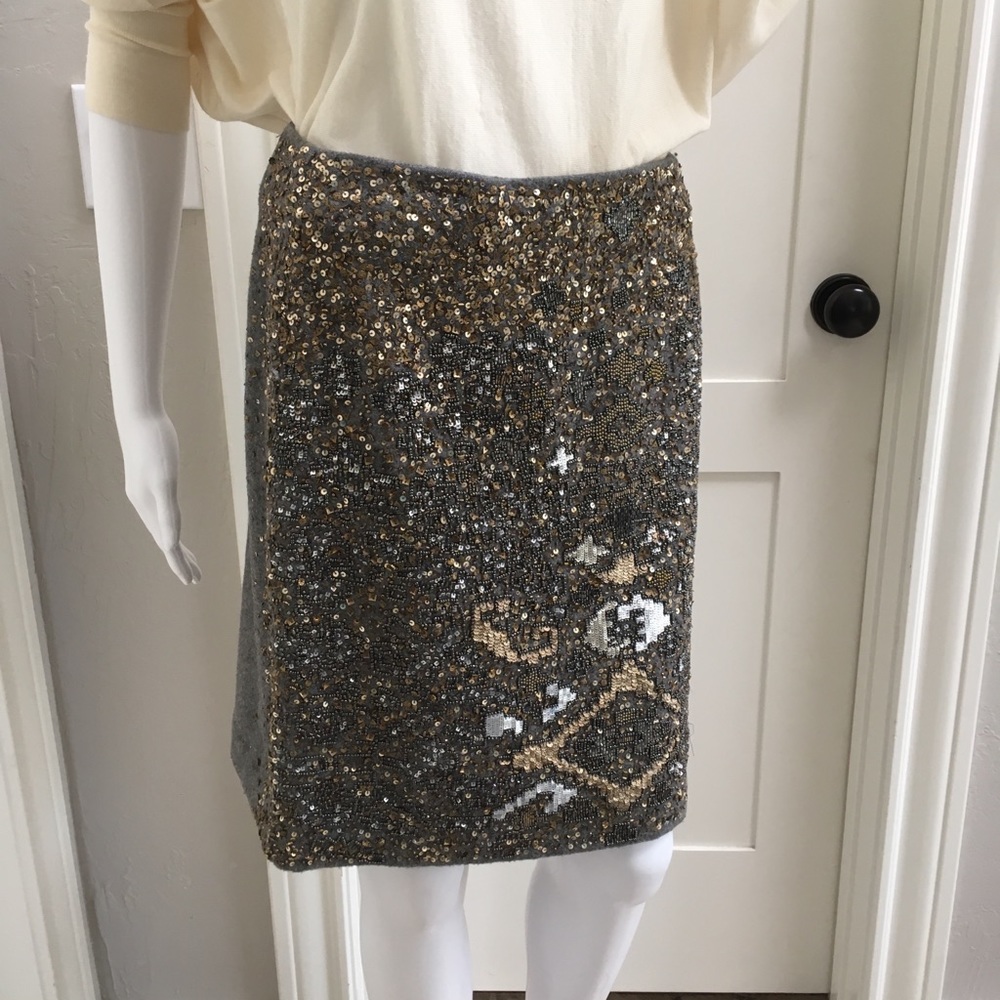 Anthropologie Sequined Wool Skirt Sz 4
